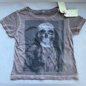Vintage New All Saints Native American Skull T Shirt boho biker tribal goth punk